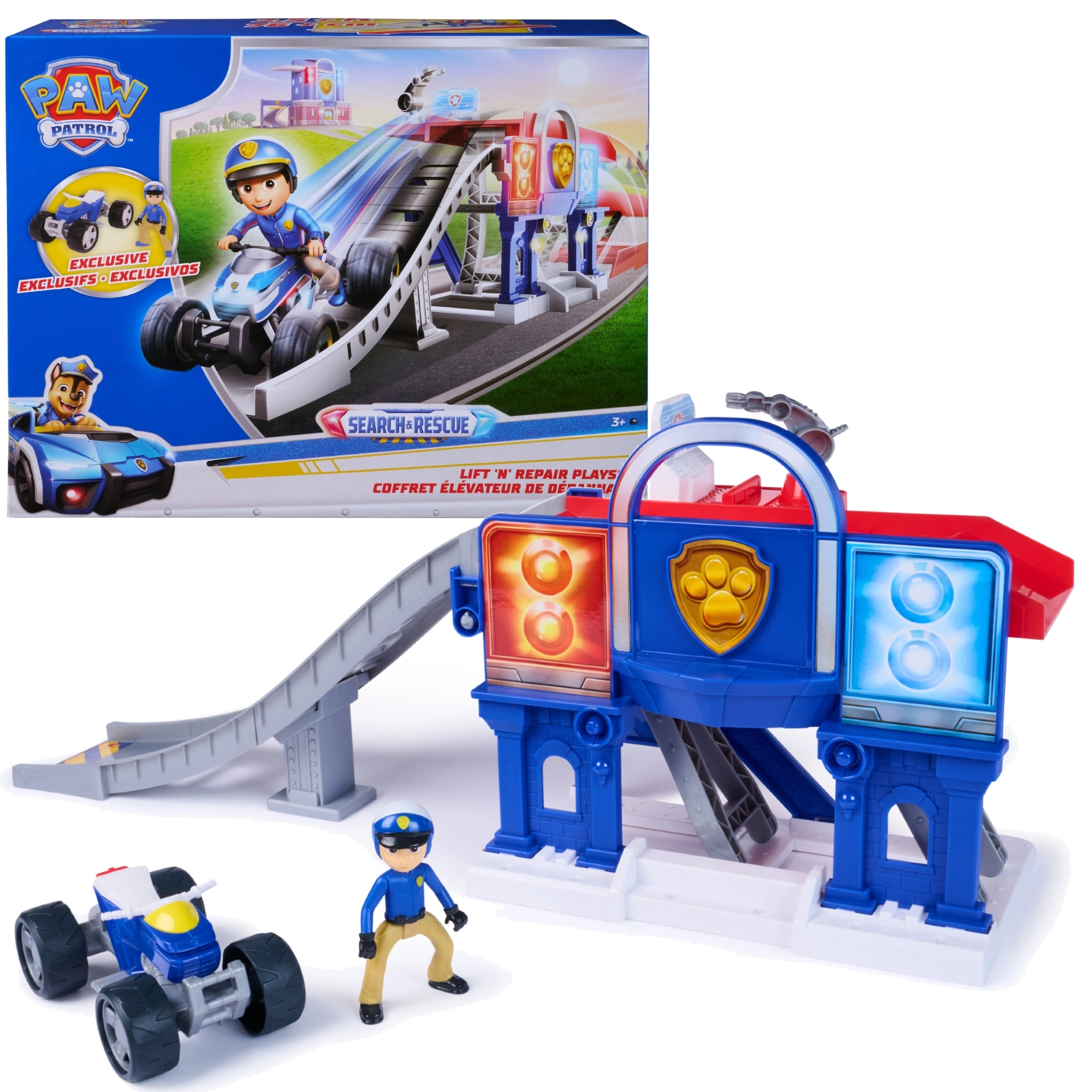 Paw Patrol Lift ’N’ Repair – záchranná opravárenská stanica s figúrkou Rydera a ATV