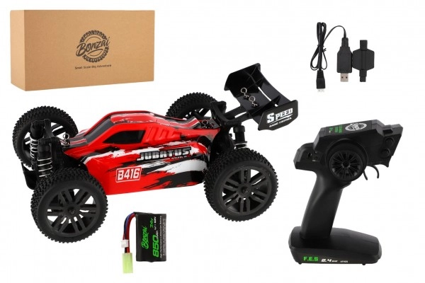 E-shop Teddies Plyšové autíčko RC Buggy Bonzai Jubatus off-road 30cm plastové červené 2,4GHz