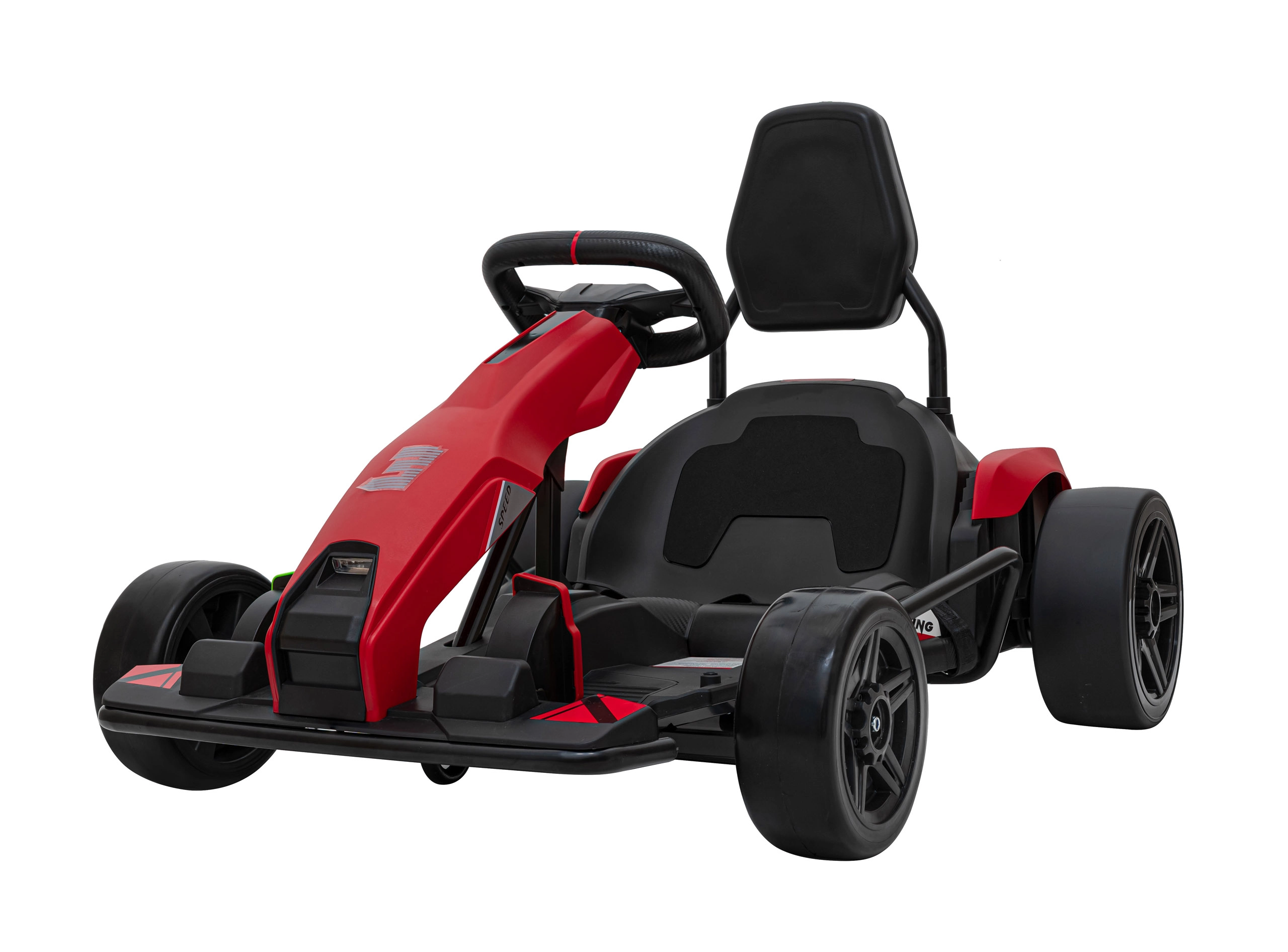 Elektrický driftovací motokára pre deti Fast 3, červený, 24 V, 2×150 W, LED a rádio