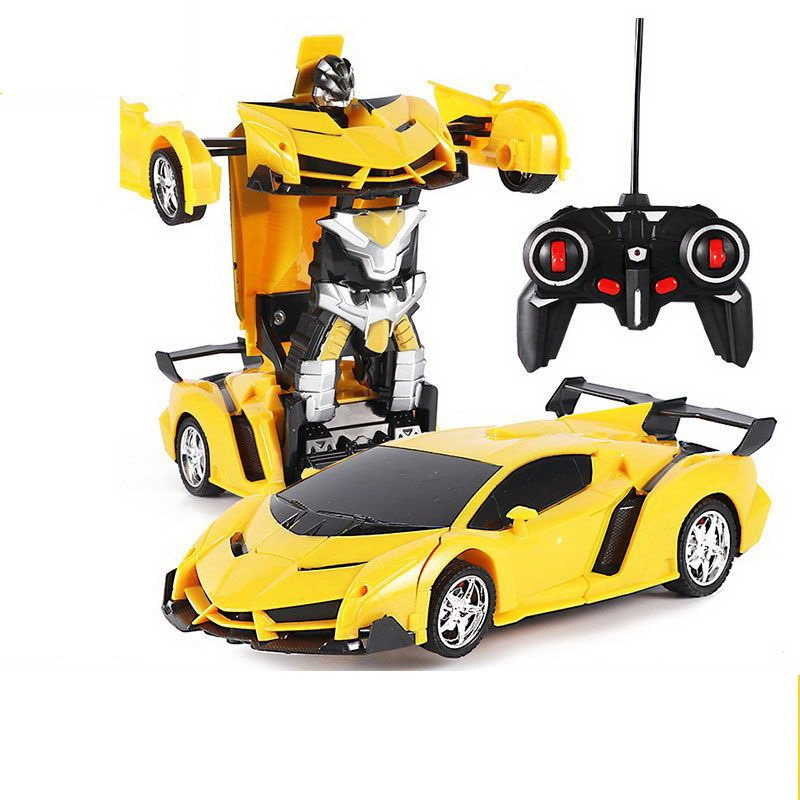 E-shop Auto robot 2v1 na diaľkové ovládanie s LED, zvukmi a driftom – žltý