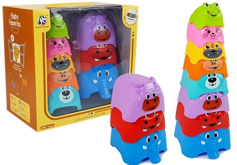 E-shop LEAN TOYS Farebná pyramída zvieratiek