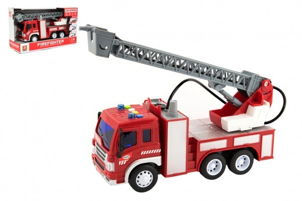 E-shop Teddies Auto hasiči stříkací vodu 30cm plast na setrvačník na bat. se zvukem se světlem