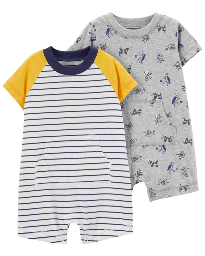 E-shop Carter’s CARTER'S Overal letný krátky rukáv GreyGreen chlapec 2ks