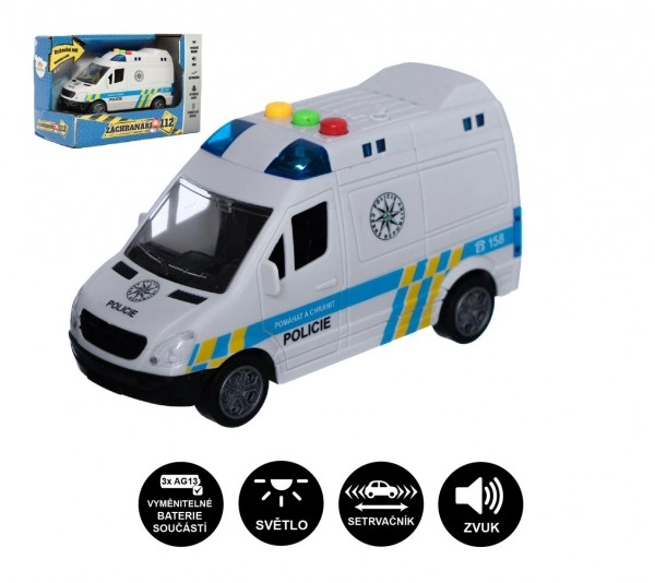 E-shop Teddies policajná dodávka na zotrvačník so zvukom a svetlom 15 cm