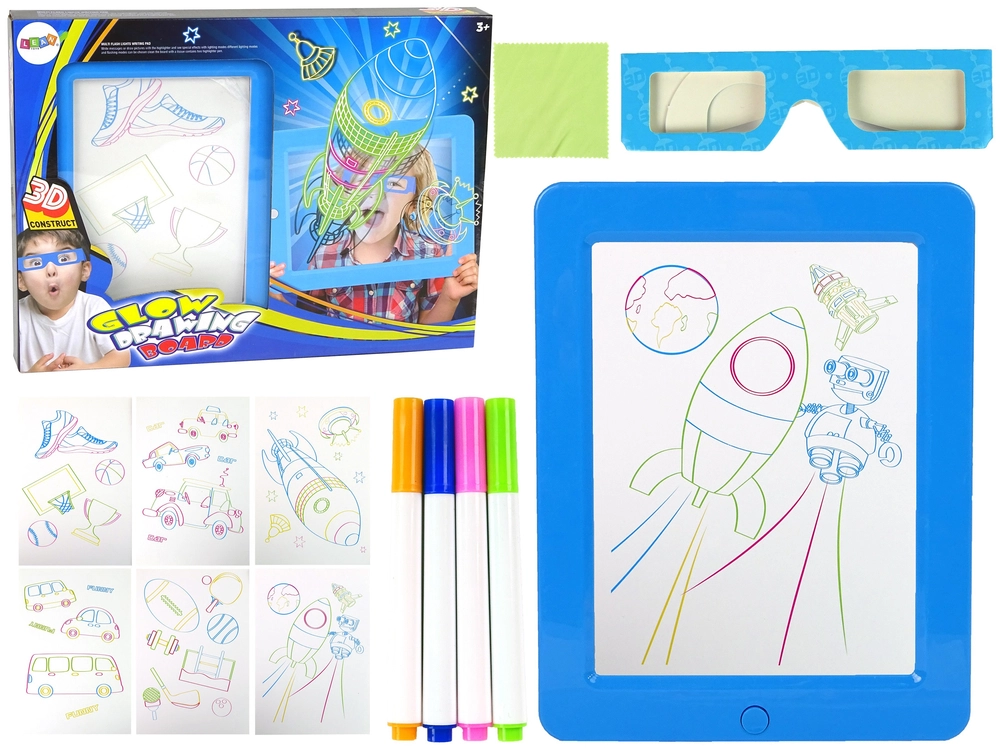 E-shop Lean Toys Magic Illuminated 3D Whiteboard Glasses Blue