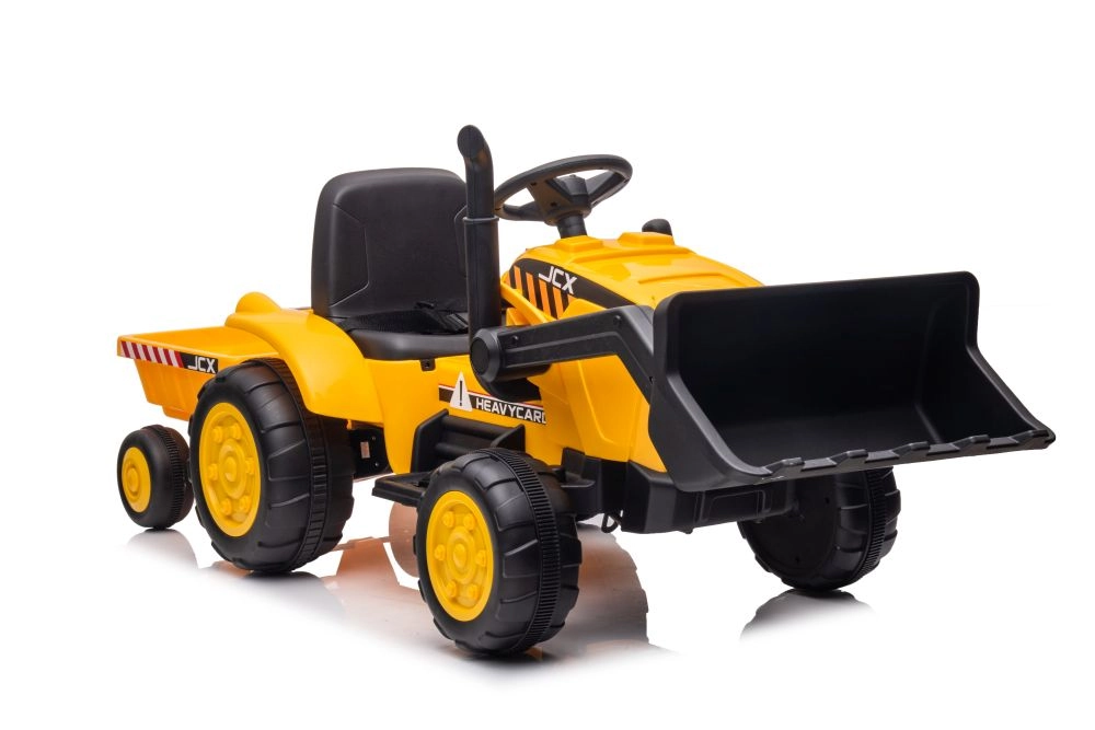 Elektrický detský traktor s prívesom žltý