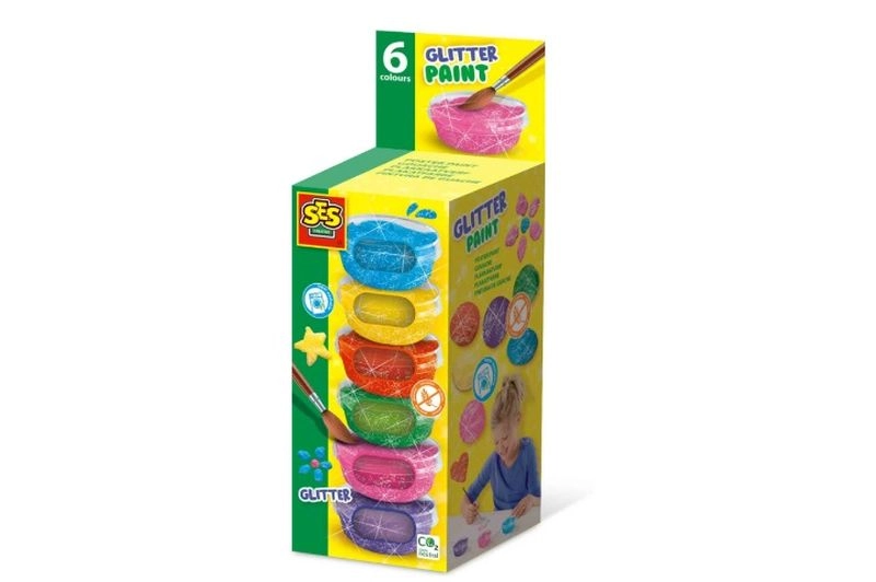 SES Creative trblietavé plagátové farby 6 × 45 ml