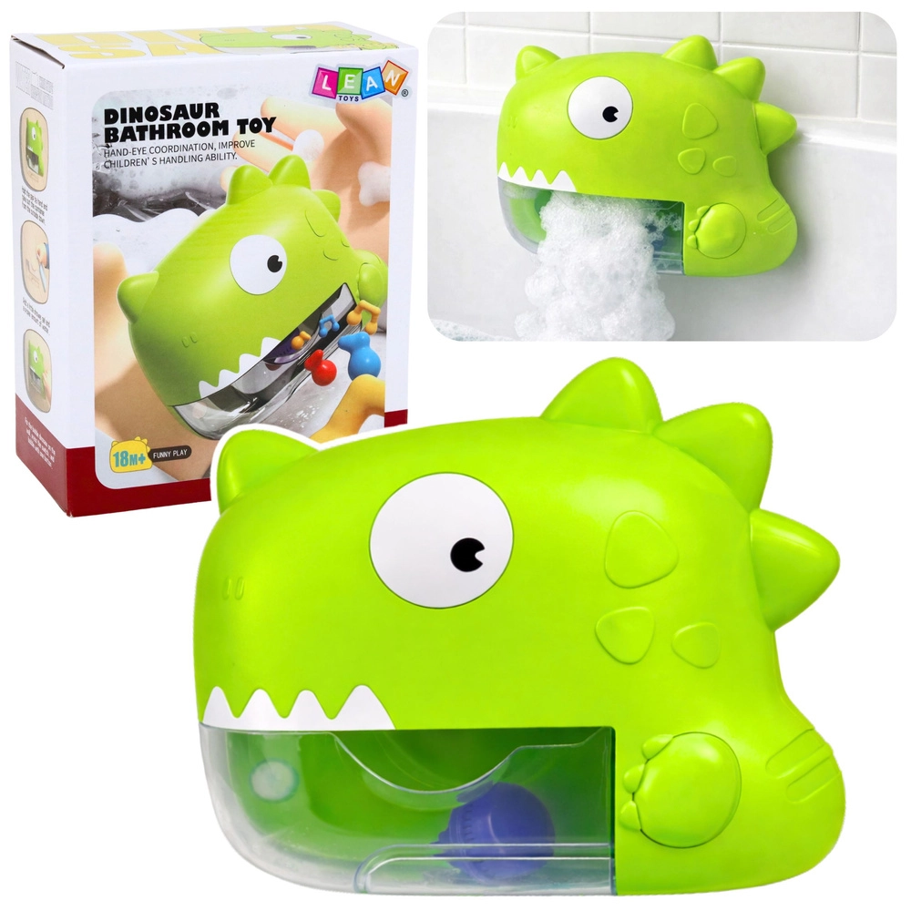 E-shop detská kúpeľová hračka dinosaurus – výrobník peny, zelený