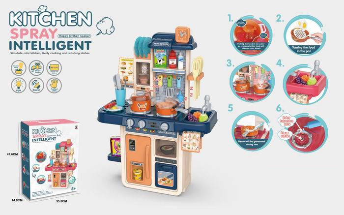 Detská kuchynka 63 cm modrá, 42 dielov