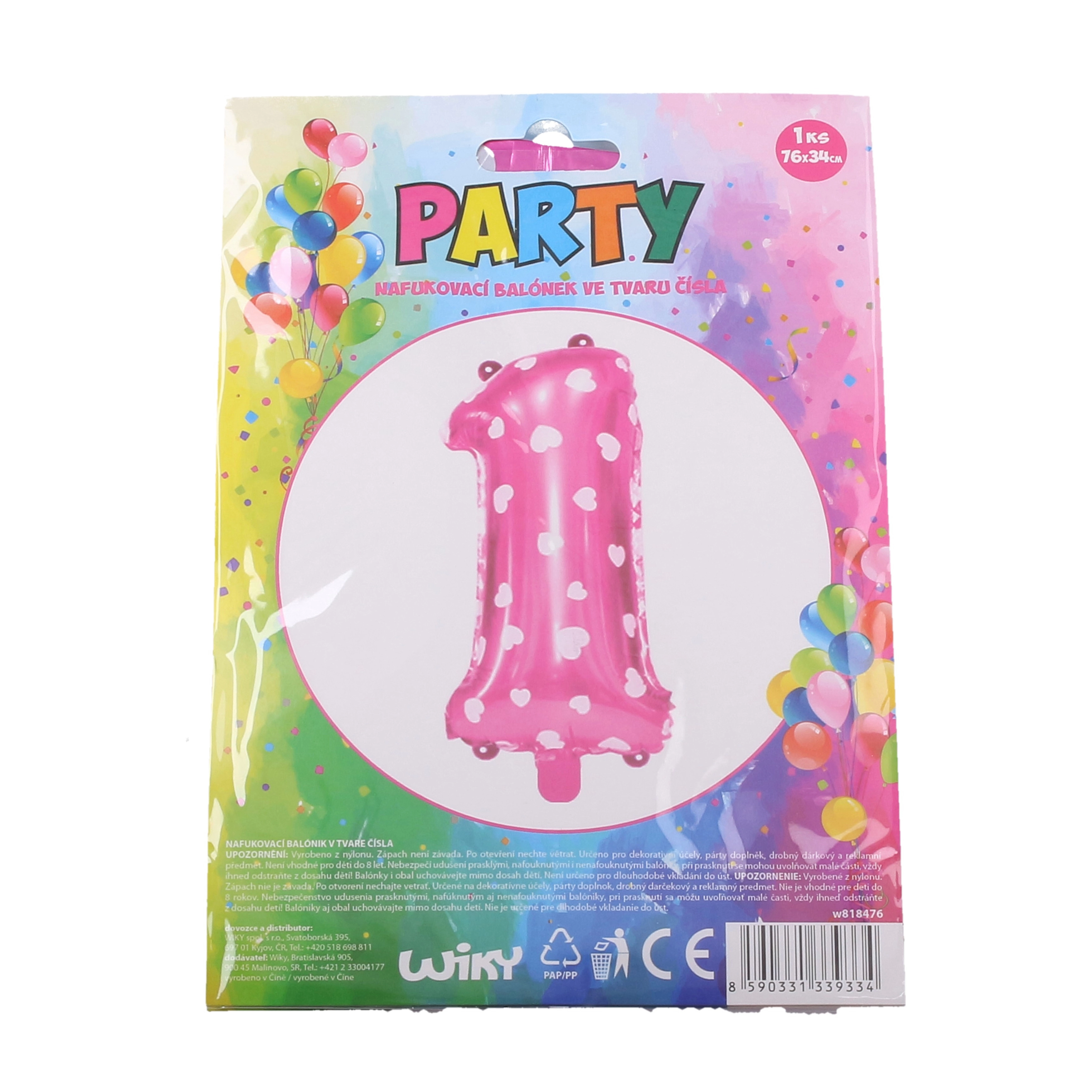 E-shop Wiky Balónik nafukovací číslo 1 ružový WKW818476
