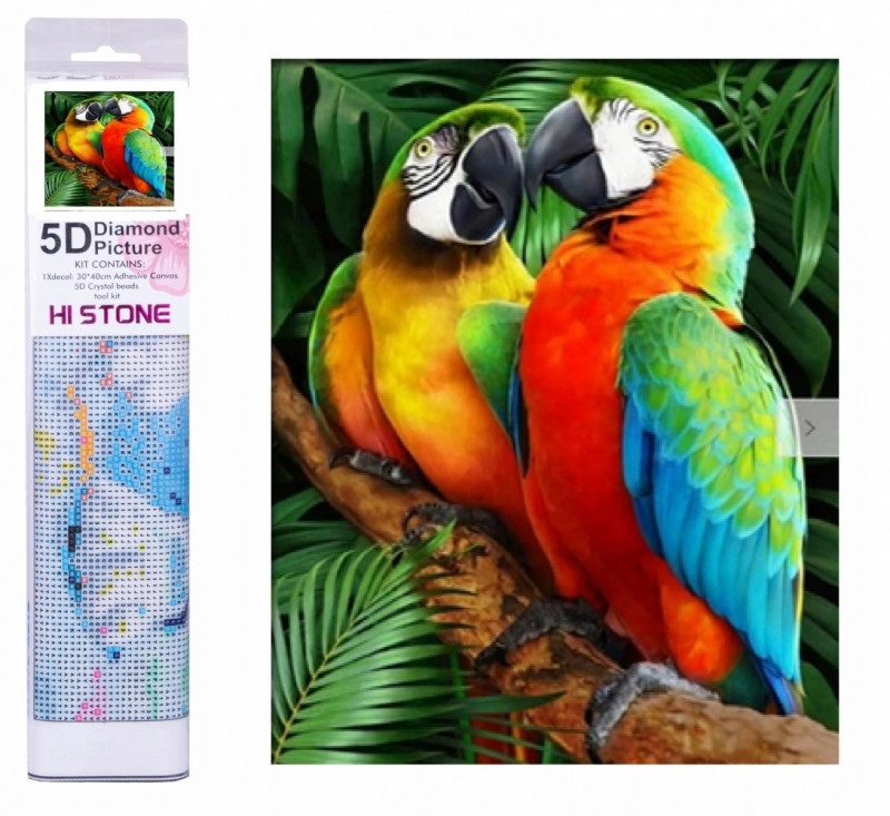 E-shop Norimpex Diamantové maľovanie Farebné papagáje 30 x 40 cm