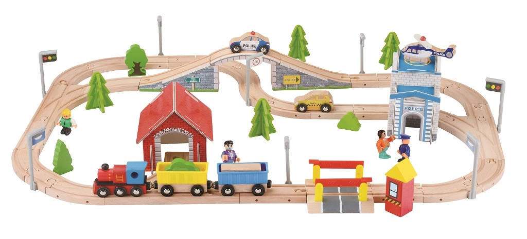 drevená vláčkodráha 80 dielov 2Kids Toys