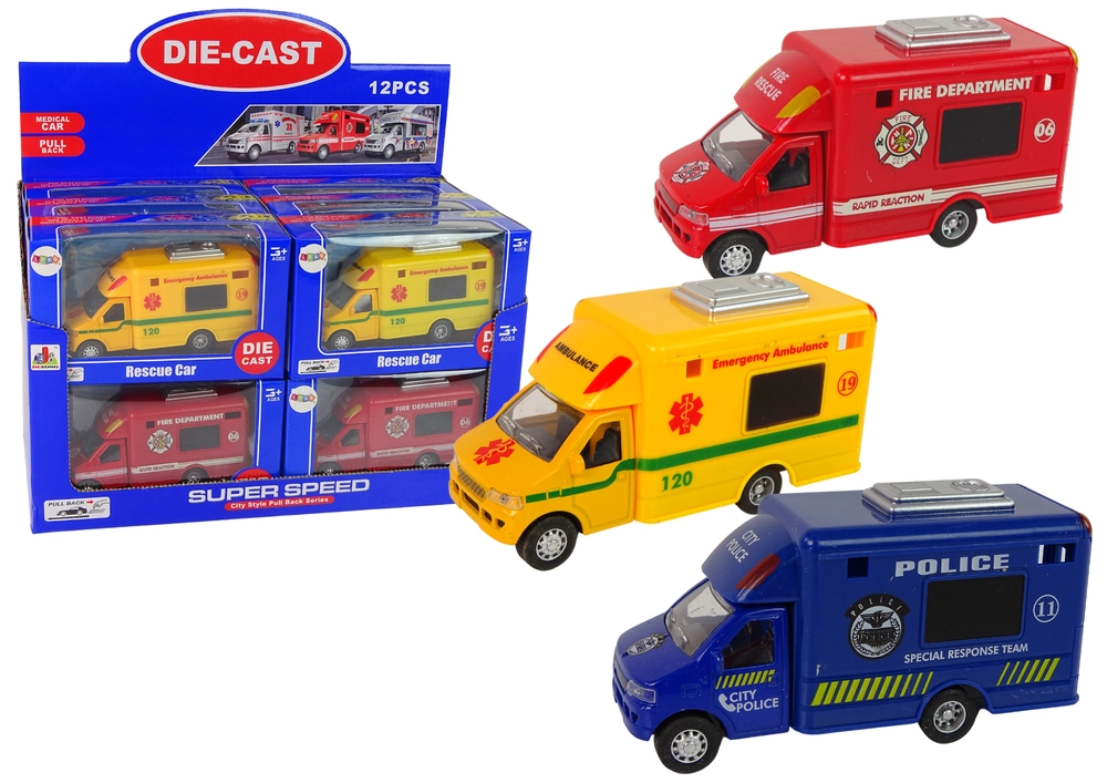 E-shop shumee Auto Pohotovostné vozidlo Policajný hasičský zbor Trecí pohon 3 modely