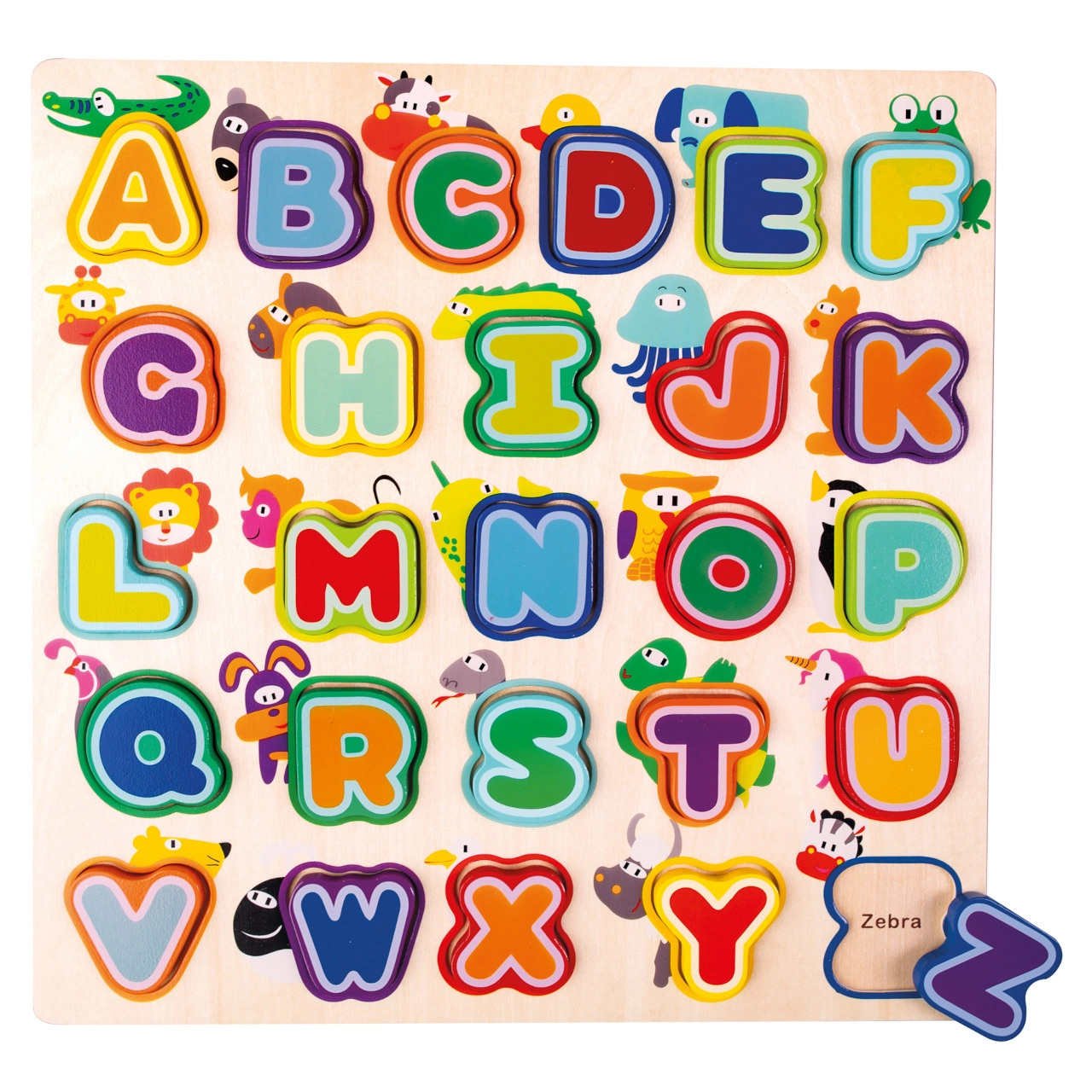 E-shop Drevené puzzle abeceda so zvieratkami – anglická