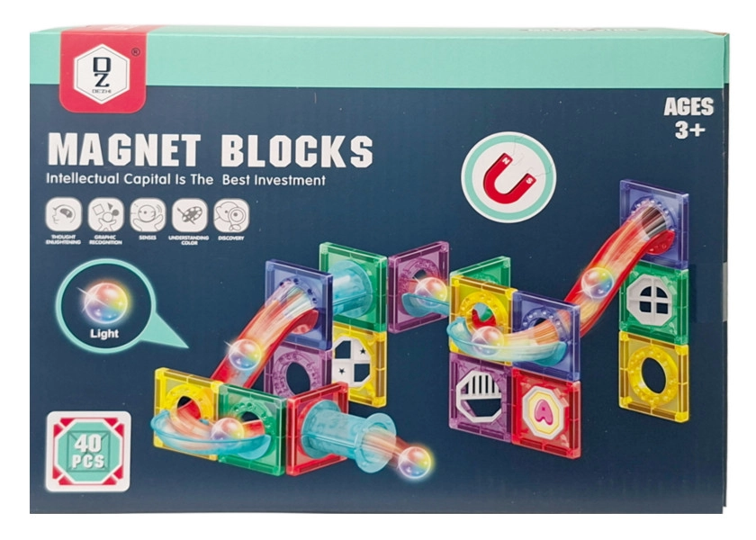 E-shop Magnetická stavebnica s dráhou a svietiacimi guľôčkami