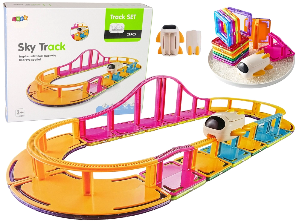 Lean Toys Magnetické stavebné bloky - dráha 29 ks