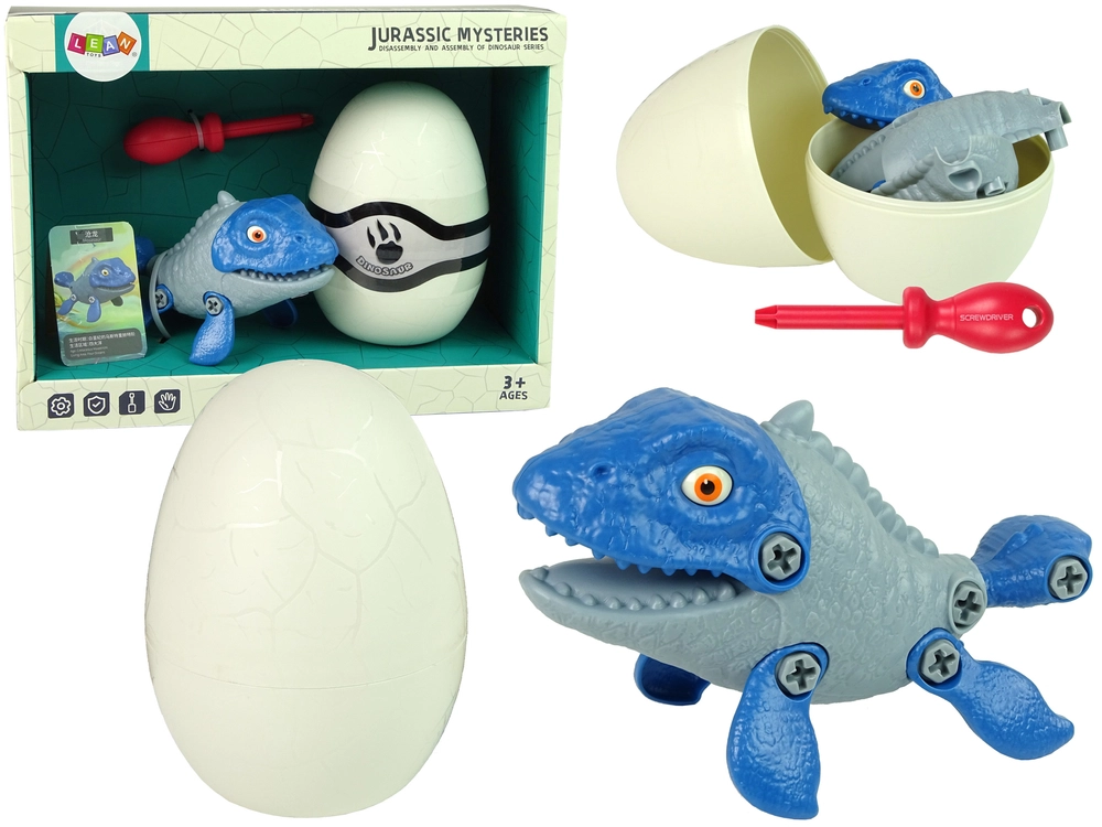 E-shop Lean Toys Sada Vajíčka s Dinosaurom na šrobovanie - modrý