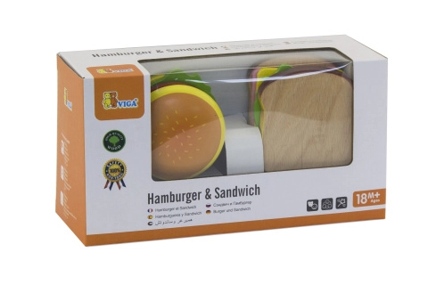 E-shop VIGA Drevený hamburger a sendvič na krájanie