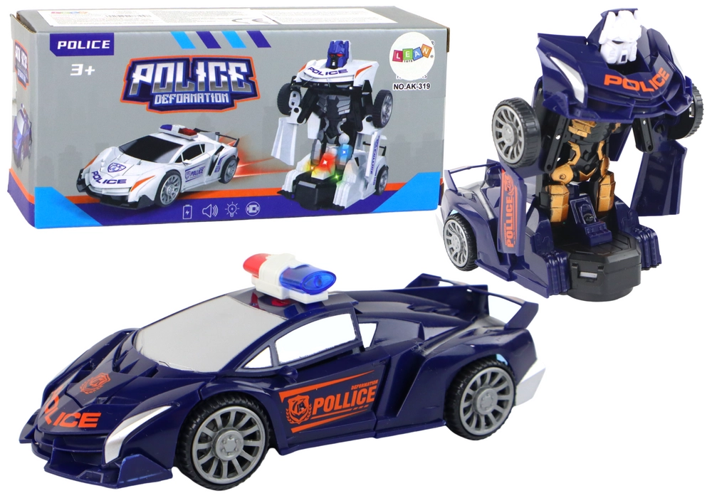 E-shop Lean Toys Policajné auto a Transformer 2v1 modré