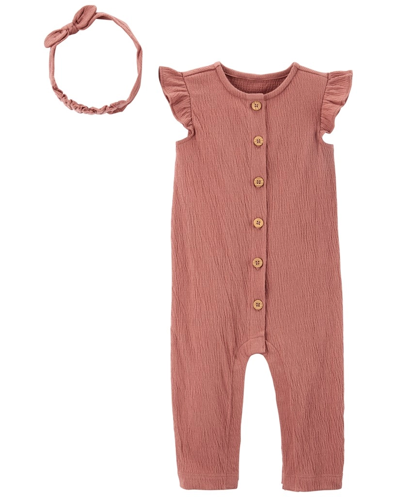 E-shop Carter's Set 2dielny overal bez rukávočelenka Pink dievča
