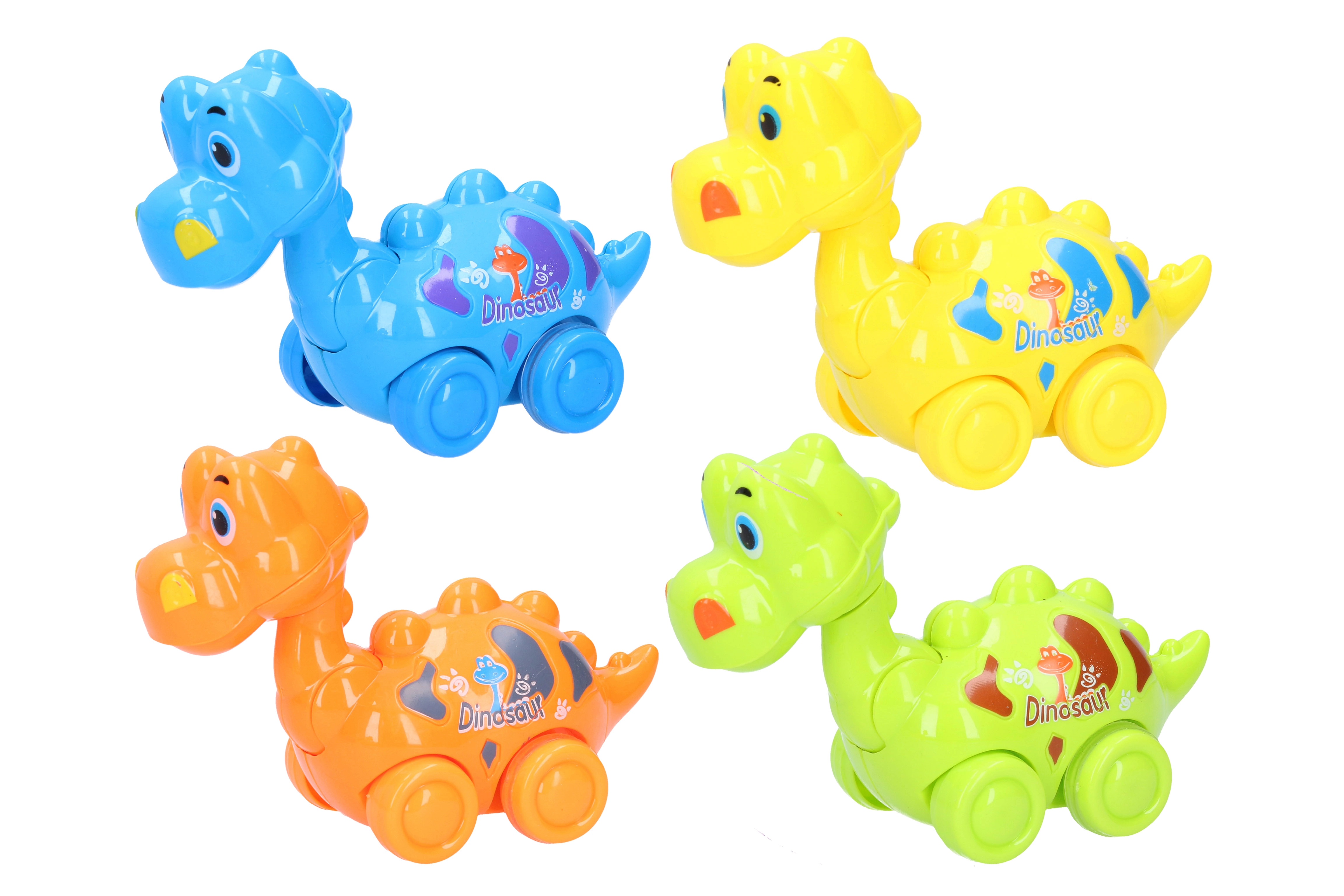 E-shop Dinosauri na zotrvačník 14 cm – farebné pojazdné hračky pre deti