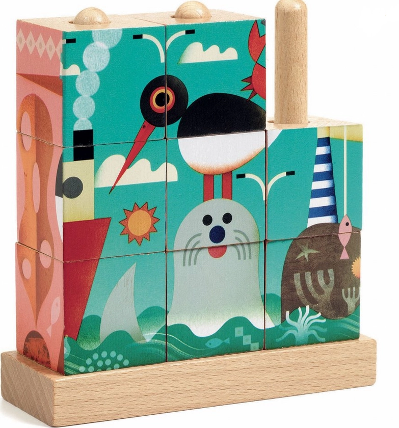 Djeco puzzle Kocky na kolíkoch More