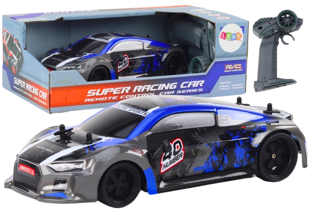 E-shop RC auto 1:18 s gumovými kolesami na drift, modré
