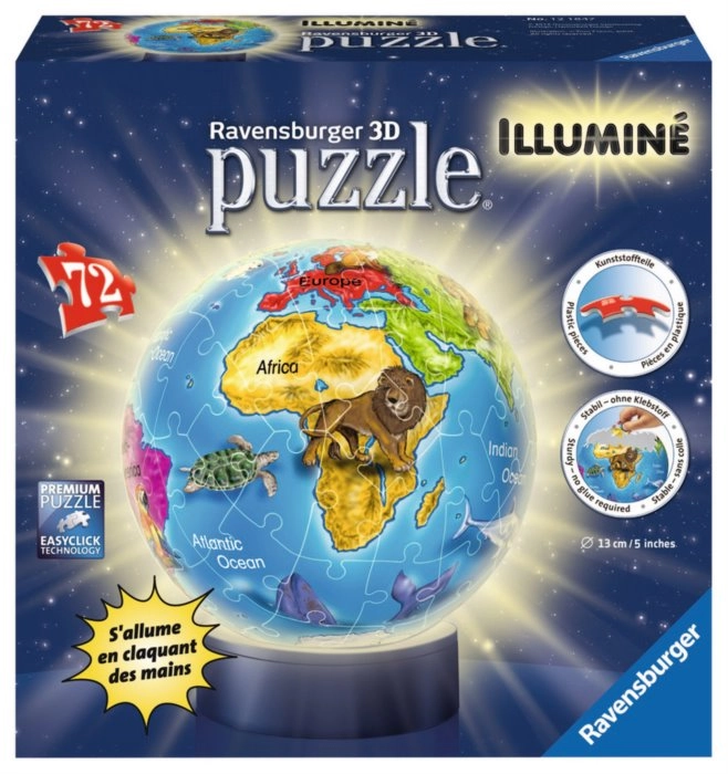 E-shop Ravensburger 3D Puzzleball Svítící Globus 72 ks