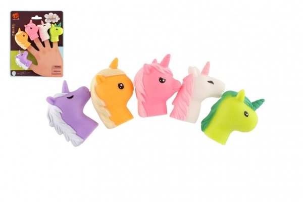 E-shop maňuška prstová jednorožec 5ks guma na kartě 16,5x20 cm 6 cm