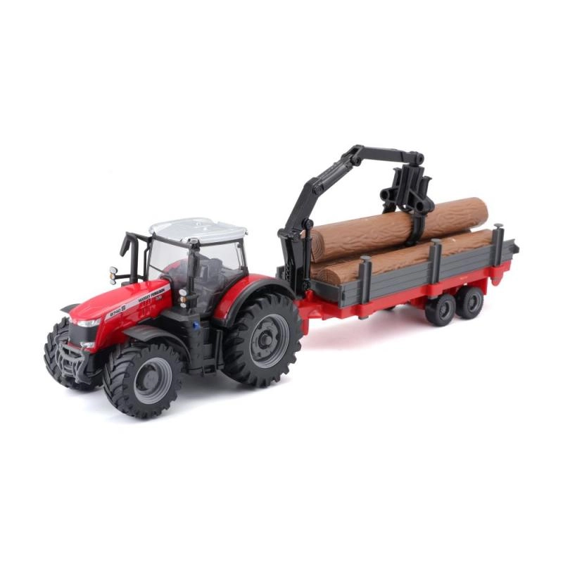E-shop Bburago Farm Traktor Massey FERGUSSON 8740S Tractor con remolque de troncos 1:50