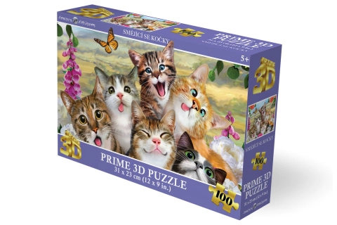 3D puzzle Usmievajúce sa mačky, 100 dielikov
