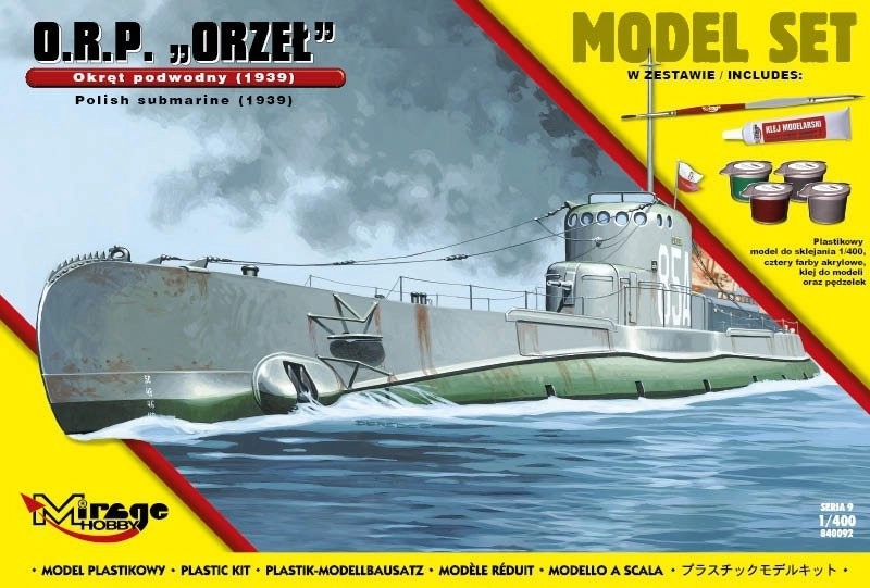 E-shop ORP Orzeł – poľská ponorka z roku 1939, model na lepenie 1:400, štartovacia sada