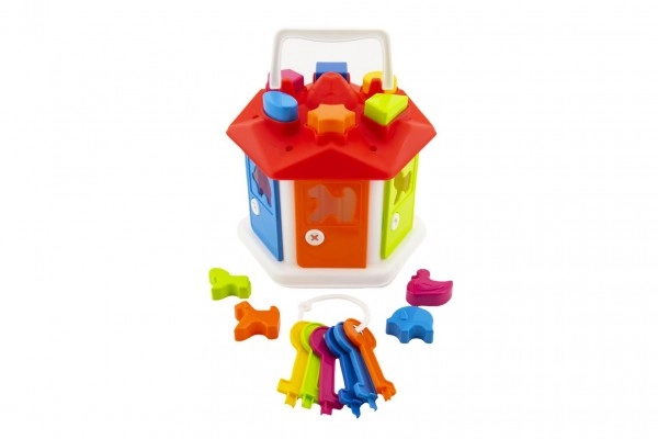 E-shop Teddies vkládačka domeček plast s klíči se zvířátky v sáčku 19x20x19 cm