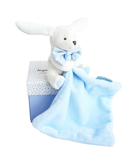 E-shop DouDou Et Compagnie Mojkáčik Zajačik v krabičke modrý