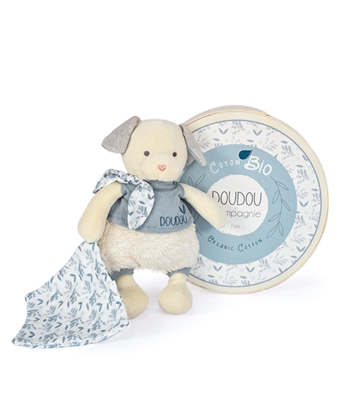 Darčeková sada Doudou - Plyšový psík s dekou z BIO bavlny 22 cm
