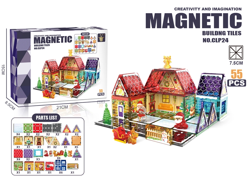 E-shop Magnetická stavebnica farebné domčeky (55 dielov)