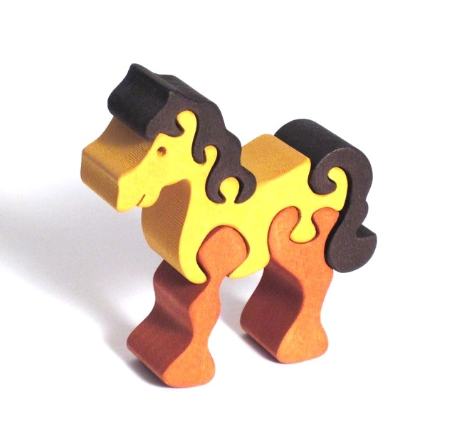 E-shop Fauna vkládací puzzle z masivu malý kůň hnědý