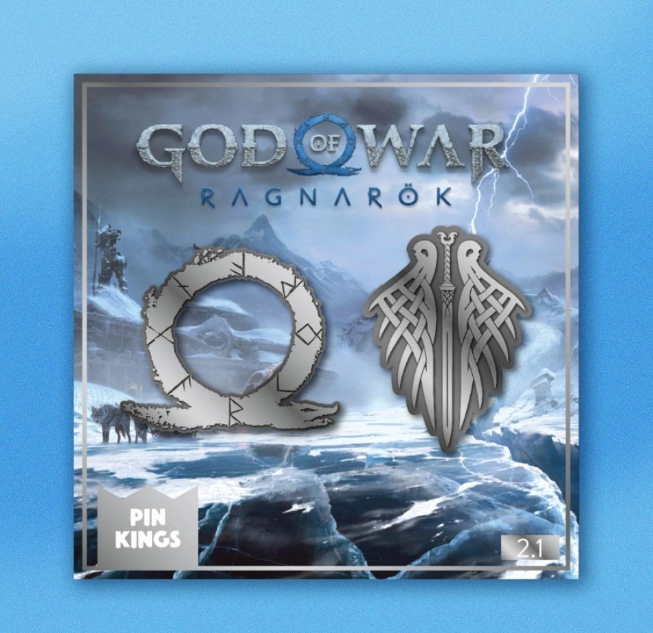 E-shop Odznaky God of War Ragnarok – sada 2 kovových odznakov