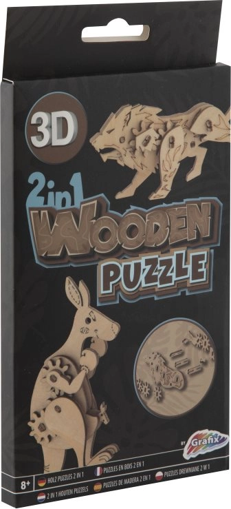 E-shop Drevené 3D puzzle 2v1 klokan a lev GRAFIX