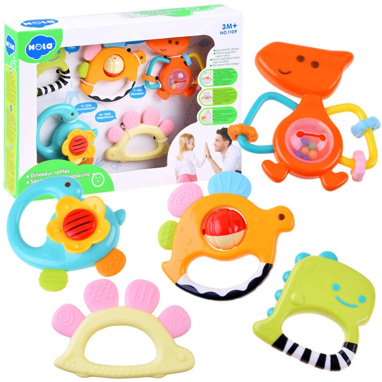 E-shop Dino HOLA Toys Sada Hrkalky hryzátka saury 5ks