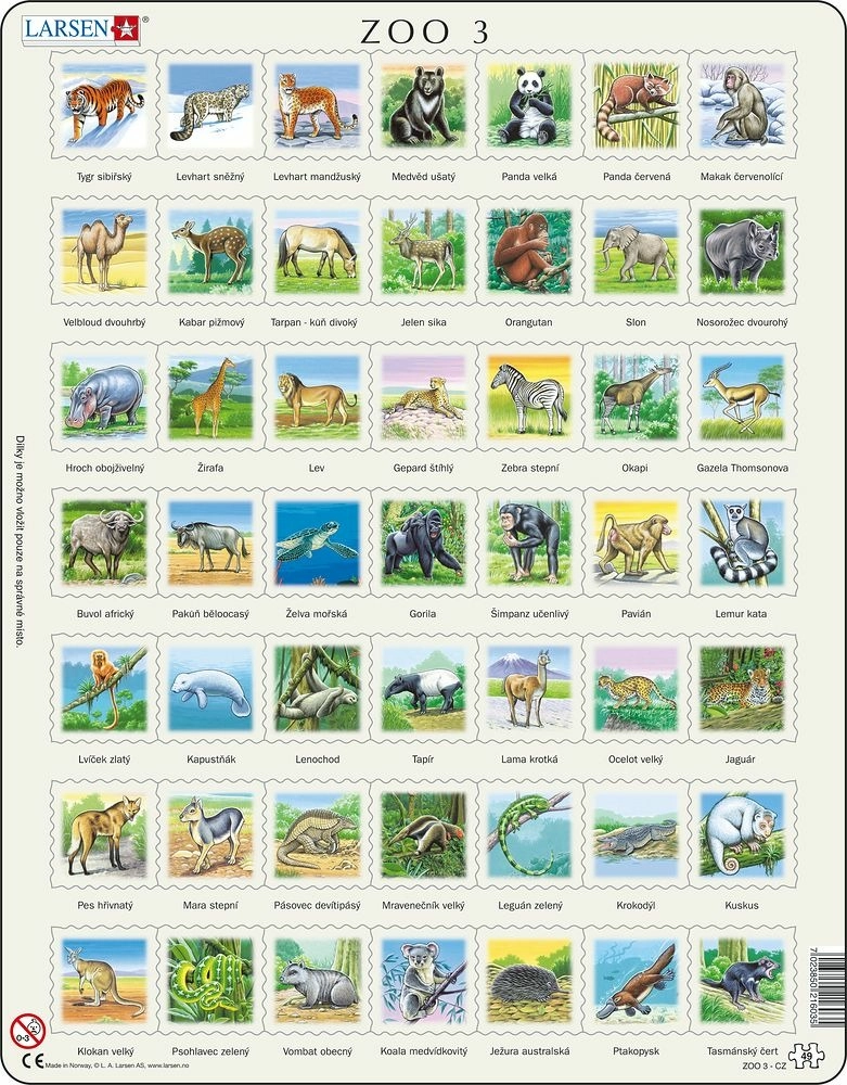 E-shop Larsen Zvířata světa ZOO 3 49 dielov
