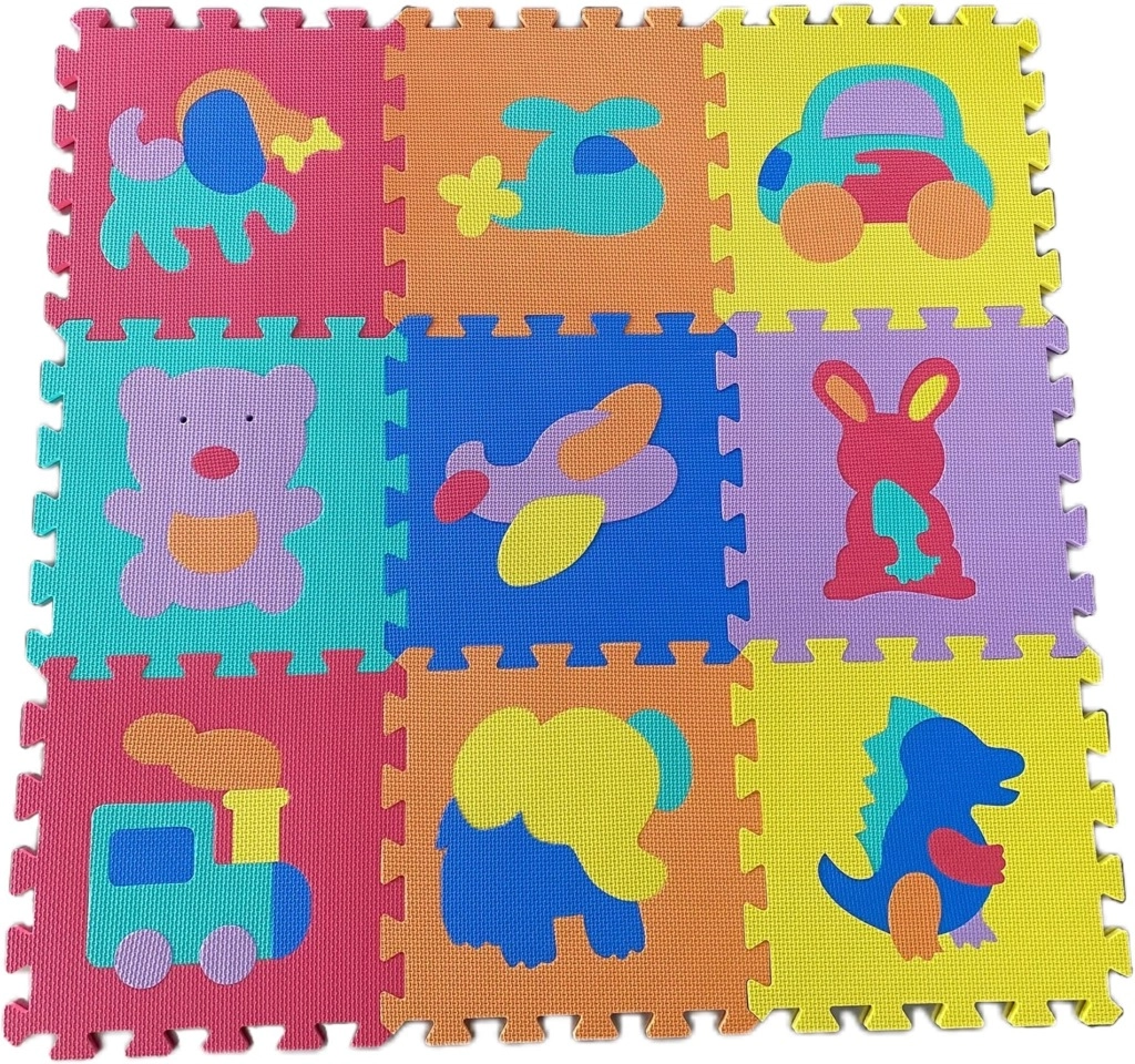 E-shop Alltoys Penové puzzle zvieratká a dopravné prostriedky 9 ks