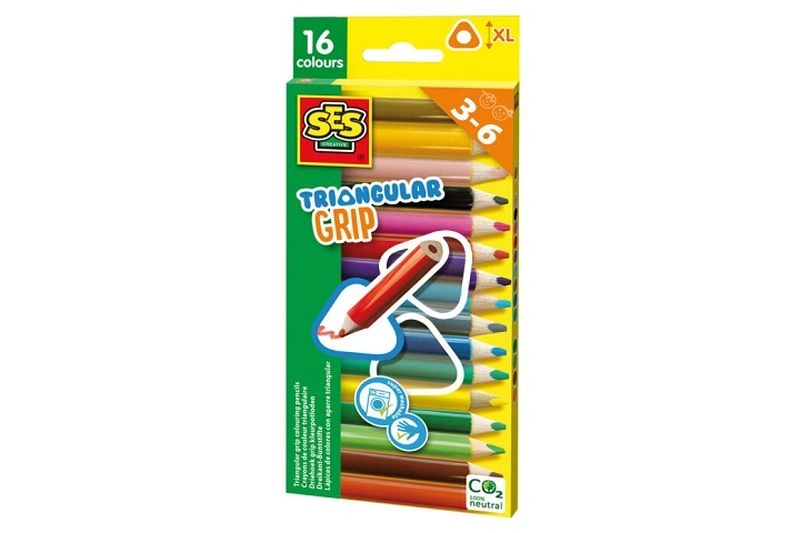 SES trojuholníkové hrubé pastelky s ergonomickým úchopom 16 ks