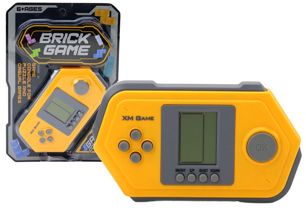 E-shop Elektronická vrecková konzola Tetris Brick Game – šedo‑žltá