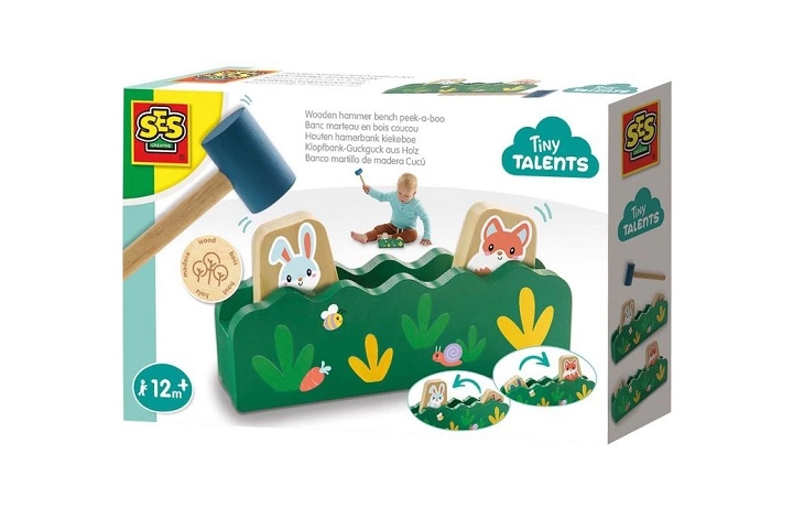 SES Peek-a-boo drevená zatĺkačka s kladivkom