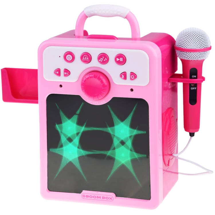 JOKO Detský Karaoke Reproduktor s Mikrofónom vstup USB a MP3 ružový