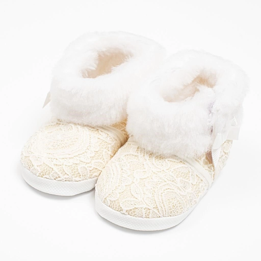 dojčenské zimné čipkované čižmičky New Baby béžové (0–3 mesiace)