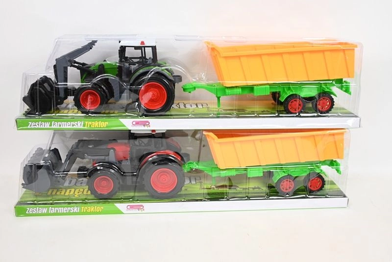 Detský traktor s prednou lyžicou a prívesom