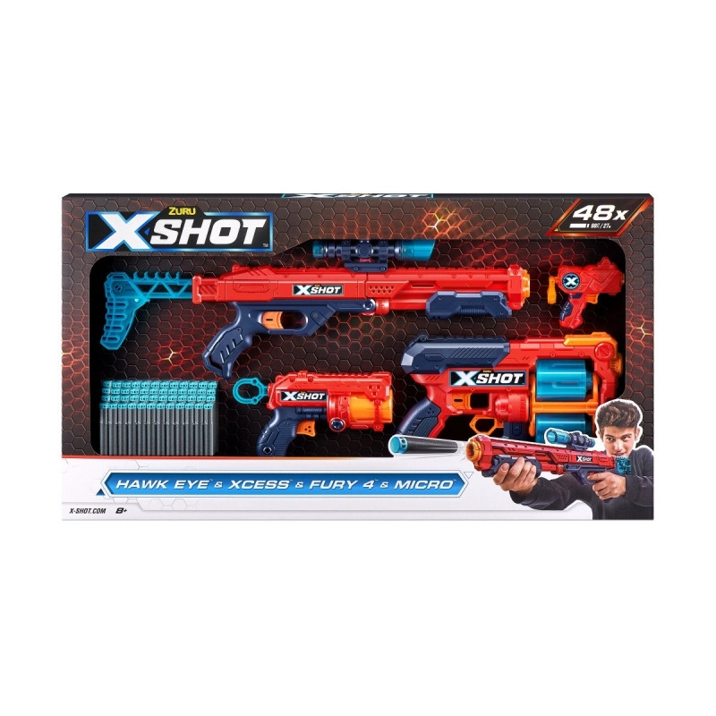 E-shop Sada pištolí X-Shot Combo Hawk Eye + Xcess + Fury 4 + Micro
