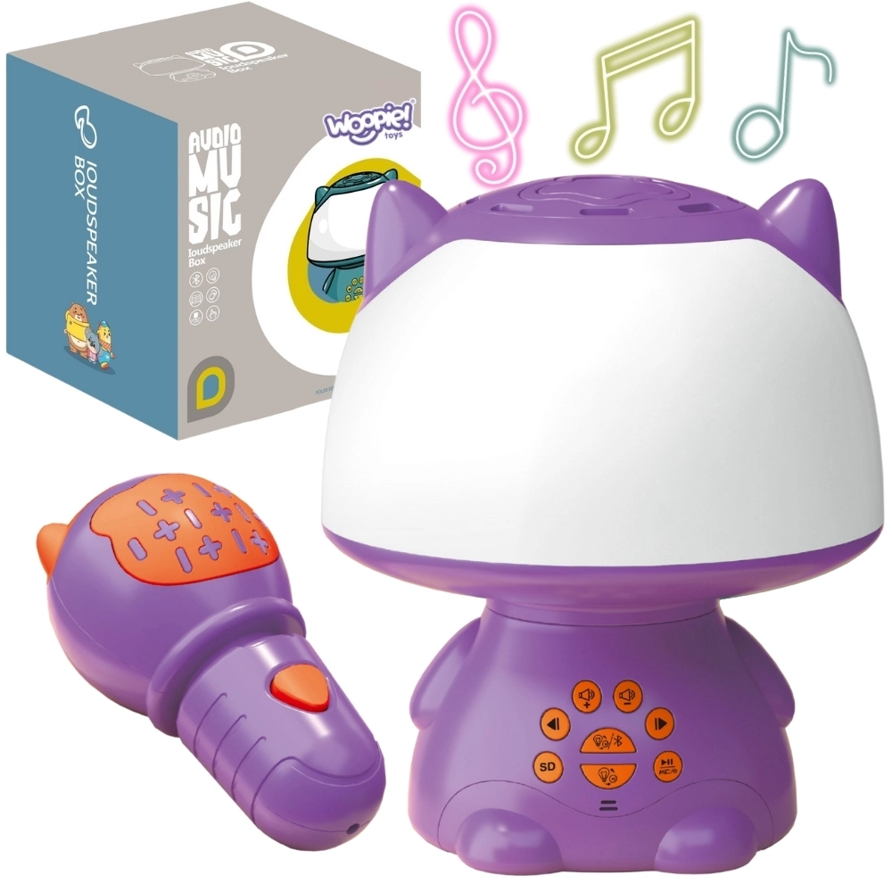 Woopie multifunkčná RGB lampička s Bluetooth reproduktorom a karaoke, fialová